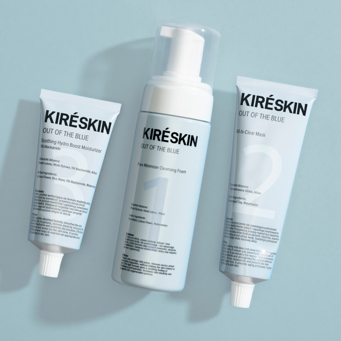 Pielęgnacja skóry trądzikowej linia kire skin out of the blue