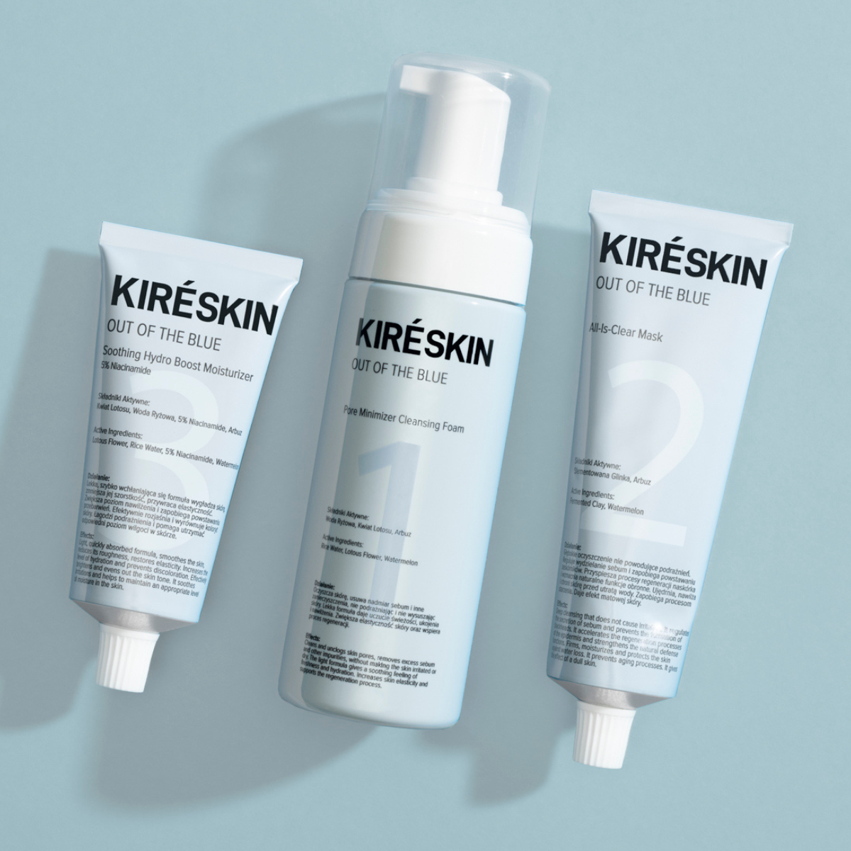 Pielęgnacja skóry trądzikowej linia kire skin out of the blue 